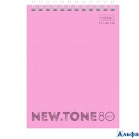 Блокнот 80 листов А6 клетка гребень пластиковая обложка Premium. NEWtone Pastel Пион 80г/м2 80Б6А1гр_05018 Хатбер 065597 РА-00020696
