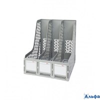 Лоток вертикальный 3 секции сборный 250х257х275мм серый Deli E9843-GREY РА-00020708
