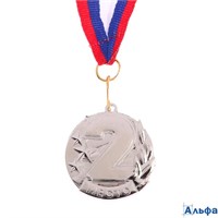 Медаль призовая серебро 071 2 место с лентой 4.3×4.6 см 1919300 РА-00020828