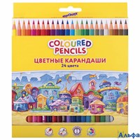 Карандаши цветные 24 цв. Домики 181838 Юнландия РА-00020579