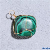 Подвеска из искусственного камня под малахит в проволоке РА-00020405