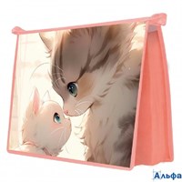 Папка для тетрадей А4 32,5х23см пластиковая на молнии Милые котята печать на картоне расширение 5,5см ПМ-А4-291 Пчелка РА-00020965