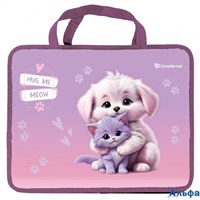 Папка для труда А4 33х26см пластиковая на молнии Обнимашки сиреневый с ручками расширение 7,5см для девочек ПТРТМРШ-О SchoolФормат 257409 РА-00020978