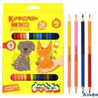 Карандаши цветные 18шт 36 цветов двусторонние, 3-гранные КДКМ36 Каляка-Маляка 12 120 238247 РА-00020987