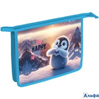 Папка для тетрадей пластик молния сверху А5 1отд. Happy Pinguin с расширением deVENTE 8056592 РА-00021019