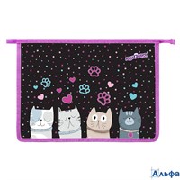 Папка для тетрадей А4 1 отделение пластик на молнии Cat squad Юнландия 273347 РА-00020956