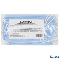 Маски медицинские 50 шт. однораз. 3-х сл. на резинке голуб. 630528 SANITERRA  РА-00020456