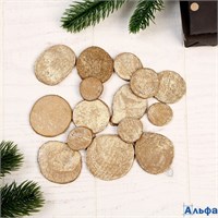 Декор из дерева Спилы золото набор 55 г размер от 2 до 10 см РА-00020400