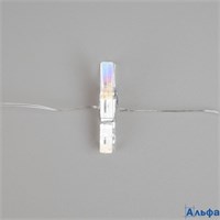 Гирлянда Нить 2 м роса с насадками Прищепки IP20 серебристая нить 20 LED свечение тёплое белое ААх2 РА-00020373
