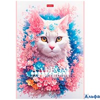 Альбом 48 листов для рисования А4 скрепка, пластиковая обложка Spring cat ассорти 100г/м2 48А4Впл Хатбер 087324 РА-00020178