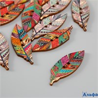 Пуговица дерево для творчества 2 прокола Пёрышки с узорами4.2×1.4×0.2 см 9917747 РА-00021278