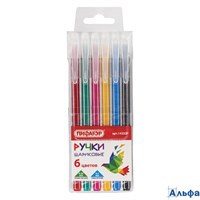 Ручки шариковые Веселые зверята в наборе 6 шт. ассорти узел 0,7 мм линия письма 0,35 мм 143337 BP251 РА-00017818