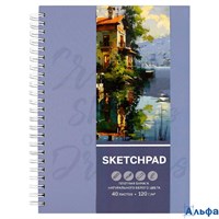 Скетчбук 40 листов А5+ 215х150 гребень, твердая обложка Скетчпад Дом на озере матовая ламинация, 120 РА-00021773