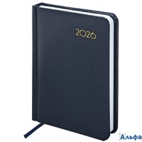 2026 Ежедневник датированный  100х150 мм А6 Brauberg Select балакрон темно-синий 117259 РА-00021804