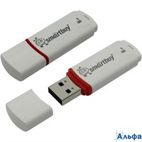 Флэш-карта 08 Gb SMARTBUY Crown, USB 2.0, белая, SB8GBCRW-W РА000040855
