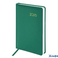 Ежедневник датированный 2026 А5 138x213 мм Brauberg Select балакрон зеленый 117083 РА-00021968