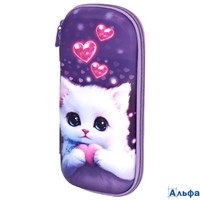 Пенал 1 отделение 1 откидная планка 22х10х5 см Cute cat Юнландия 273184 РА-00021955
