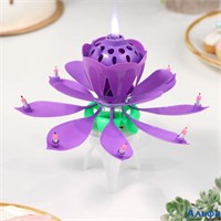 Свеча для торта музыкальная Тюльпан крутящаяся фиолетовая 14,5×6 см 2919692 РА-00019248