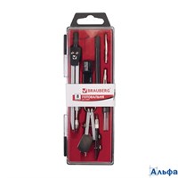 Готовальня 8 предметов: циркуль + кронциркуль вставки + держатель отвёртка точилка грифель Brauberg  РА-00021990