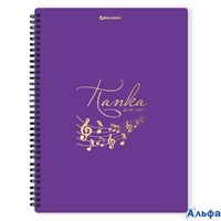 Папка-тетрадь для нот А4 20 вкладышей на 40 страниц на гребне пластик фиолетовая Brauberg 404645 РА-00022003