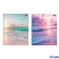 Тетрадь 80 листов А5 клетка, гребень Романтика заката ламинация софт-тач, 60-65г/м2 80Т5лВ1гр Хатбер РА-00021425