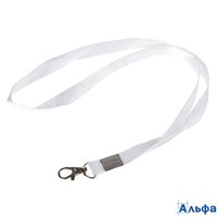 Лента для бейджа текст. 15мм 40см с метал. карабином белая 759478 РА000037475