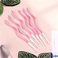 Свечи для торта витые Серпантин 6 шт. коктейльные розов. блик 7597550 РА-00022089