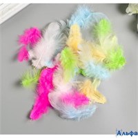 Перья декоративные в наборе Карнавальные 5-8 см 24 шт. 6 цветов 5132647 РА-00022042