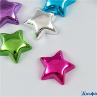 Бусина пластик с несквозным отверстием Звезда глянцевый металлик 2.5×2.5×0.7 см микс 10318956 РА-00022053