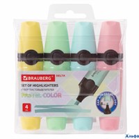 Текстовыделители набор 4цв 1-5мм Delta pastel 151735 BRAUBERG РА-00014271