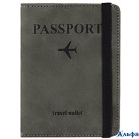 Обложка для паспорта и документов с защитой от считывания 9 карманов резинка экокожа графитовая Brau РА-00021147