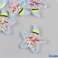 Шейкер для творчества акрил Спящая звёздочка в колпаке с глиттером 0.5×3.5×3.7 см 9897399 РА-00022159