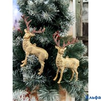 Ёлочные игрушки в наборе 2 шт.  Зимнее волшебство. Благородный олень  пластик 8×15 см золото 3570498 РА-00022193