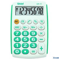 Калькулятор карманный 8 разряд. белый/бирюза UK-11B Uniel РА-00013832