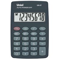 Калькулятор карманный 8 разряд. Серый UK-07K  Uniel РА-00013834