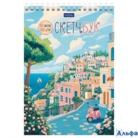 Скетчбук А5 80л гребень мягк.обл. Летняя прогулка жест.подложка 100г/м2 HATBER 80Б5Aгр_34924 РА-00022294