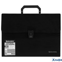 Папка-органайзер пластиковая Brauberg А4 (332х245х35 мм) 13 отделений фактура диагональ черная 22137 РА-00022500