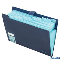 Папка-органайзер на кнопке 12 отделений Brauberg Extra А4 синяя с голубым 271933 РА-00022498