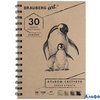 Блокнот 30л А5 гр.Скетчбук белая бумага 148х210мм 150г/м2 128950 BRAUBERG РА000030976