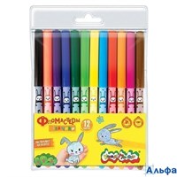 Фломастеры 12цв. Зайчики вент. колп. принт на корп. ФПРКМ12 Каляка-Маляка 208896 1755793