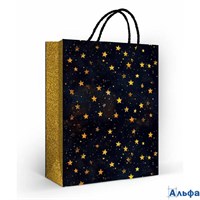 Пакет подарочный Золотые звёзды 180x227x100 10000470 Горчаков РА-00022671