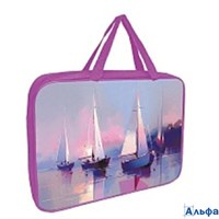 Папка на молнии А4 33,5х26см на молнии с ручками Акварельный парус ткань, твердое дно, расширение 6с РА-00021186