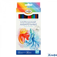Карандаши цветные акварельные 24шт Классические 6-гранные заточенные с кисточкой картонная упаковка  РА-00021458