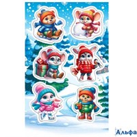 Наклейки А6 Новогодние зверята Мир открыток РА-00022723