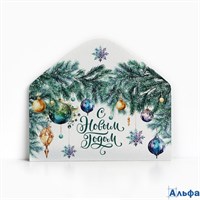 Конверт для денег Евро С Новым годом шары и ветки Без текста 10350774 Sm РА-00022840