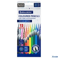 Карандаши цветные 12 цветов шестигранные грифель 3,3
мм черное дерево 181856 Brauberg РА-00017035