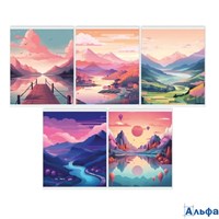 Тетрадь А5 48л клетка скрепка мелов.картон Горная долина ассорти Listoff ТКБ489075 РА-00023123