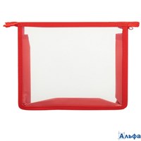 Папка для тетрадей пластик молния сверху А5 1отд. прозр. Красная Пчелка ПМ-А5-00 РА-00023104