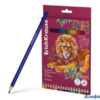 Карандаши цветные 18цв 3-гран. дерево заточенные Safari карт.уп. Erich Krause 61815 РА-00023034