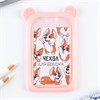 Чехол для пропуска с ушками Мишка розовый 12 х 7 см 9379577 - фото 136153